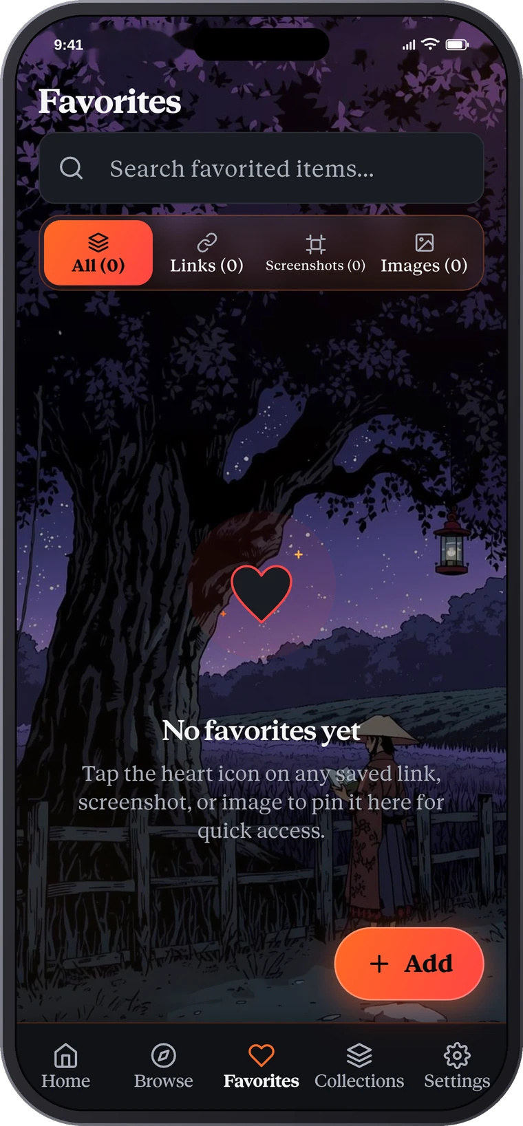 SLI Vault Favorites screen